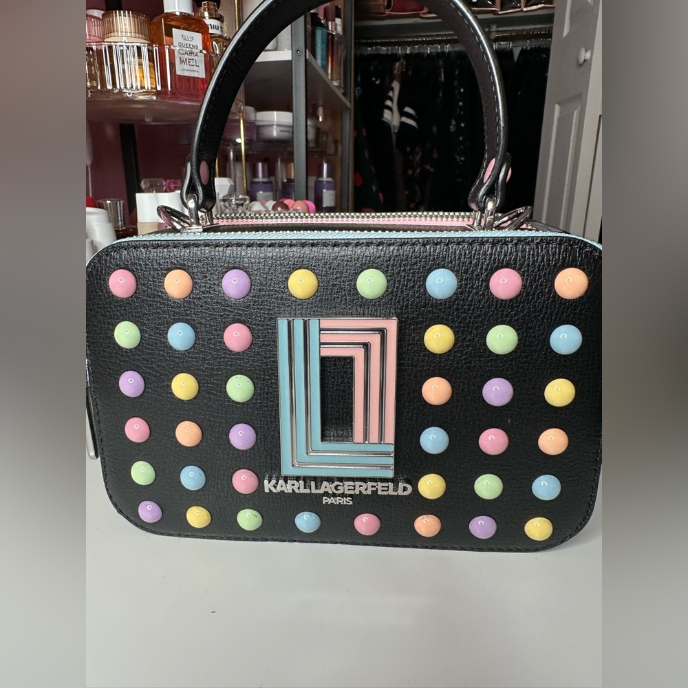 Karl Lagerfeld Black Crossbody Bag with Pastel Studs FINAL PRICE